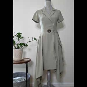 Asymmetric button-up dress